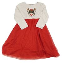 Smetanovo-červené šaty se sobem a tylem bpc