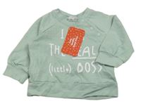 Nové - olivová slabá mikina s nápismi PatPat