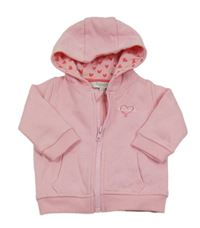 Svetloružová prepínaci mikina so srdiečkom a nápisom a kapucňou Peacocks