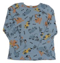 Modré tričko so stavebními stroji little kids