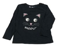 Čierne tričko s mačičkou bpc