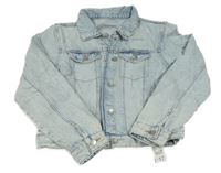 Nové - světlemodrá šisovaná riflová crop bunda s límečkem St. Bernard