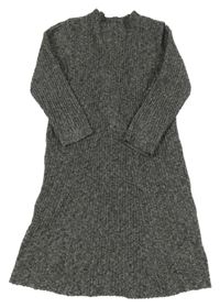 Sivo-čierne melírované rebrované úpletové šaty ZARA