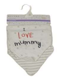 Nové - 2x - Bílo-šedý šátek/slinták s nápismi NUTMEG