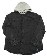 Čierna rifľová košeľová bunda s kapucňou M&S