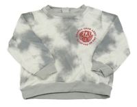 Sivo-biela batikovaná mikina s nápismi