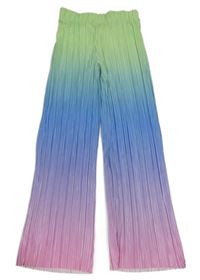 Zeleno-modro-fialovo-ružové plísované nohavice Y.F.K.