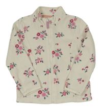 Smotanová fleecová prepínaci mikina s kvietkami Kids