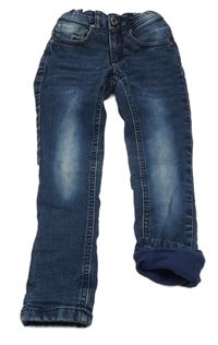 Tmavomodré skinny podšité rifle s nápisem POCOPIANO