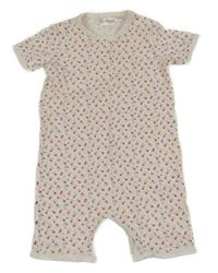 Smotanový vzorovaný kraťasový overal impidimpi