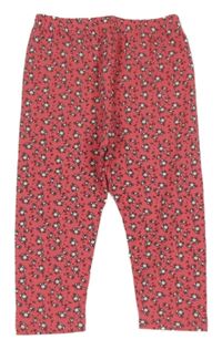 Tmavoružové kvietkovane legíny