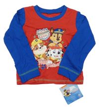 Nové - červeno-safírové pyžamové triko s PAW PATROL nickelodeon