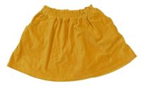 Okrová rebrovaná paper bag zamatová sukňa cooclub