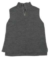 Tmavosivá melírovaná rebrovaná vlnená vesta H&M