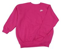 Tmavorůžová oversize dlouhá mikina s logem Nike