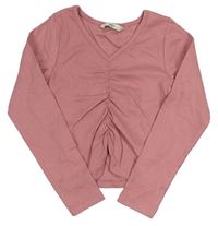 Ružové rebrované crop tričko E-vie