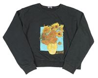 Antracitová crop mikina so slunečnicemi - Vincent van Gogh Primark