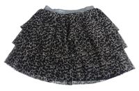 Hnedo-čierna tylová vrstvená sukňa s leopardím vzorom zn. F&F