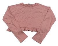Staroružové crop tričko s volánom Matalan