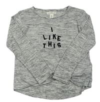 Šedé melírované triko s nápisem a uzlem H&M