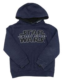 Tmavomodrá melírovaná mikina s nápisom a kapucí - Star Wars Rebel