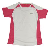 Bílo-tmavorůžové sportovní tričko s nápisem Manguun