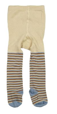 Béžovo-hnedo-modré pruhované pančuchy