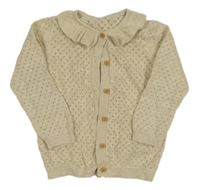 Béžový perforovaný prepínaci sveter s golierikom Tu