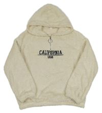 Svetlobéžová chlpatá mikina s nápisom a kapucňou Shein