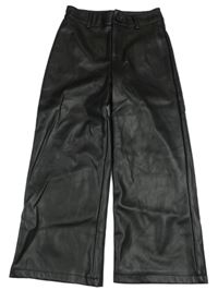 Černé koženkové wide leg kalhoty Primark