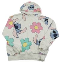 Smetanová květovaná mikina se Stitchem a kapucí George