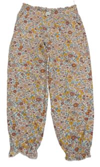 Biele kvetované bavlnené nohavice C&A