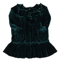 Tmavozelené sametové šaty s výšivkami a mašlí John Lewis