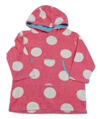 Tmavoružový bodkovaná ý froté župan s kapucňou Miniclub