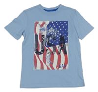 Svetlomodré tričko s americkou vlajkou GAP