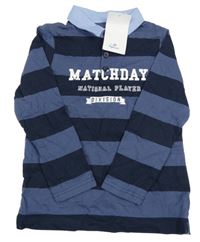 Nové - Tmavomodro-modré pruhované polo triko s nápisem Topolino