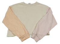 Béžovo-ružovo-marhuľová crop mikina H&M