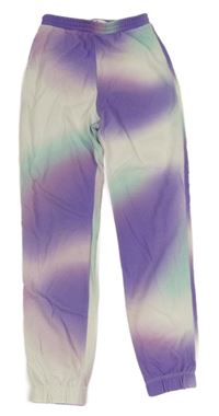 Fialovo-smetanovo-mátové batikované tepláky H&M