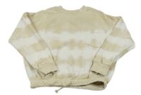 Béžovo-biela batikovaná mikina s vreckom F&F