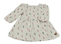 Béžové melírované teplákové šaty s liškami Topomini