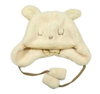 Béžová kožešinová čepice - králík