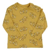 Okrové triko se smajlíky Sinsay