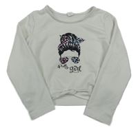 Biela mikina s dívkou Shein