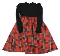 Čierno-červené šaty s kostkovanou sukní Shein