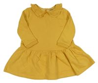 Horčicové teplákové šaty s golierikom s madeirou F&F