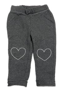 Tmavošedé třpytivé tepláky se srdíčky C&A