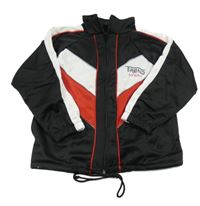 Čierno-bielo-červená športová prepínaci mikina s nápisom