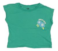 Zelené crop tričko s kvetmi C&A