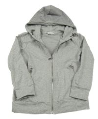 Sivá melírovaná prepínaci mikina s šušťákovou kapucňou