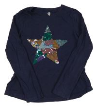 Tmavomodré triko s hvězdou z překlápěcích flitrů F&F